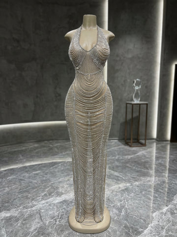 Crystal Draped Maxi Dress