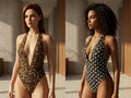 printed halter one-piece swimwear