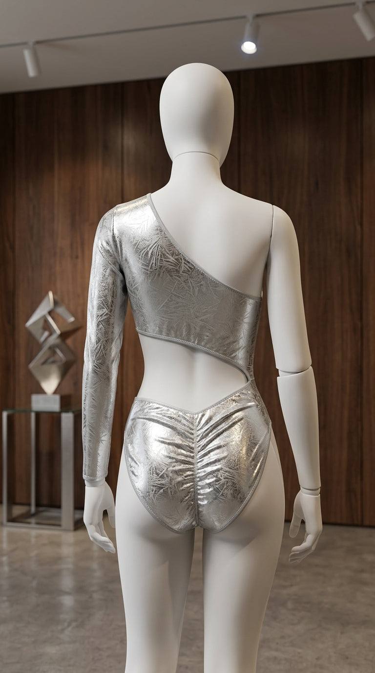 women’s silver cutout bodysuit